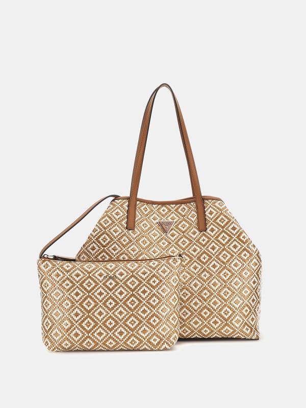 Kézitáskák GUESS Vikky Raffia Shopper Bézs | HWWR9318290