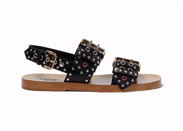 Sneakerek és cipők Gucci Studded Embellished Leather Sandals Black Fekete | 725816 06F00 1000