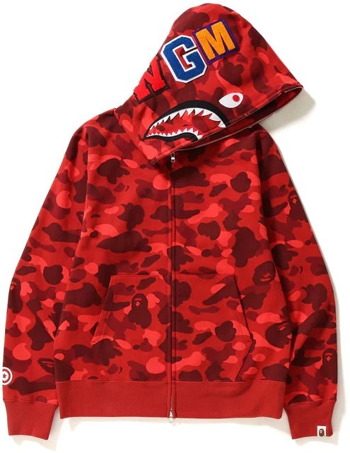 Sweatshirt BAPE Bape Color Camo Shark Full Zip Hoodie Red 
Piros | 001ZPJ201003M-RED