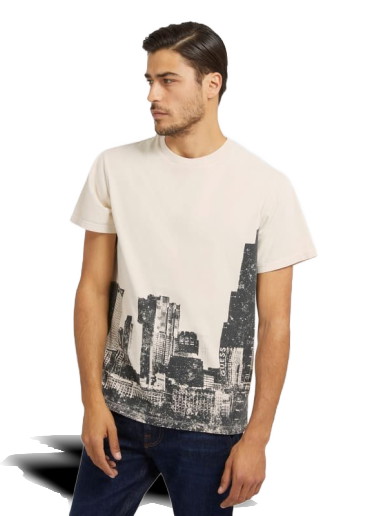 Póló GUESS Skyline Print T-Shirt Bézs | M3YI11I3Z14