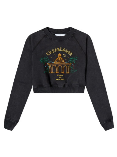 Sweatshirt Casablanca School of Beautiful Cropped Sweat Fekete | WS23-JTP-100-04