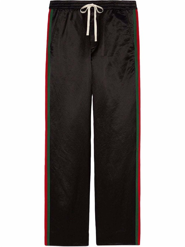 Sweatpants Gucci Web-Panel Track Pants Black/Red/Green Fekete | 654880 ZAGU7 1043