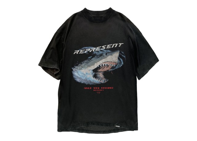 Póló Represent Clo Represent Only The Strong Survive Shark T-Shirt Vintage Black Fekete | M05073-03