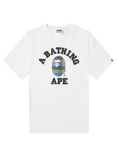 Póló BAPE A Bathing Ape Block Check College Tee Fehér | 001TEI801032M-WBE