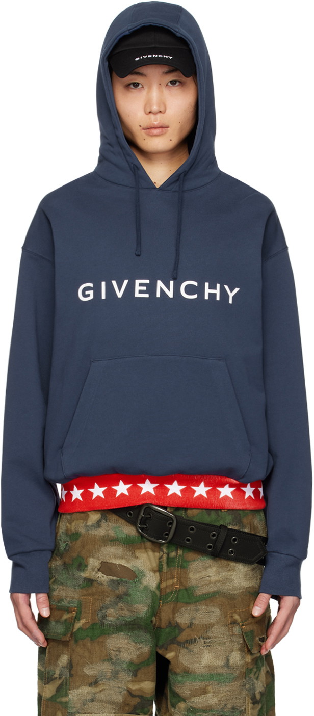 Sweatshirt Givenchy Dropped Shoulder Hoodie Sötétkék | BMJ0LA3YJL402