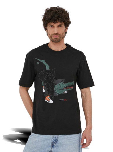 Póló Lacoste X Netflix Print T-Shirt Fekete | TH8462