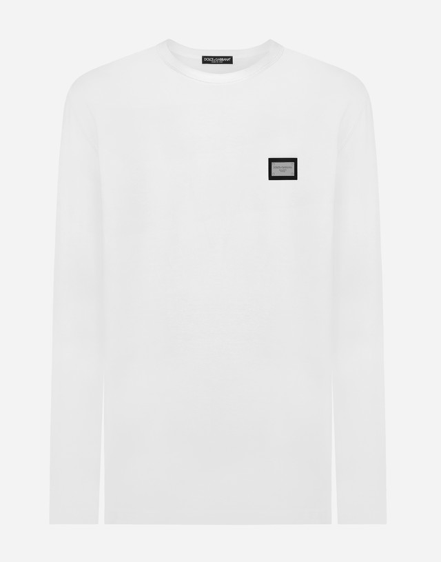 Póló Dolce & Gabbana Long-sleeved T-shirt With Logo Tag Fehér | G8PV0TG7F2IW0800