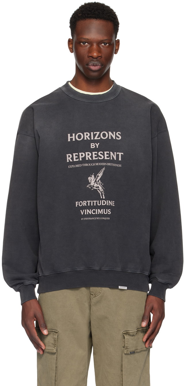 Sweatshirt Represent Clo Represent Black 'Horizons' Sweatshirt Fekete | MLM415-444