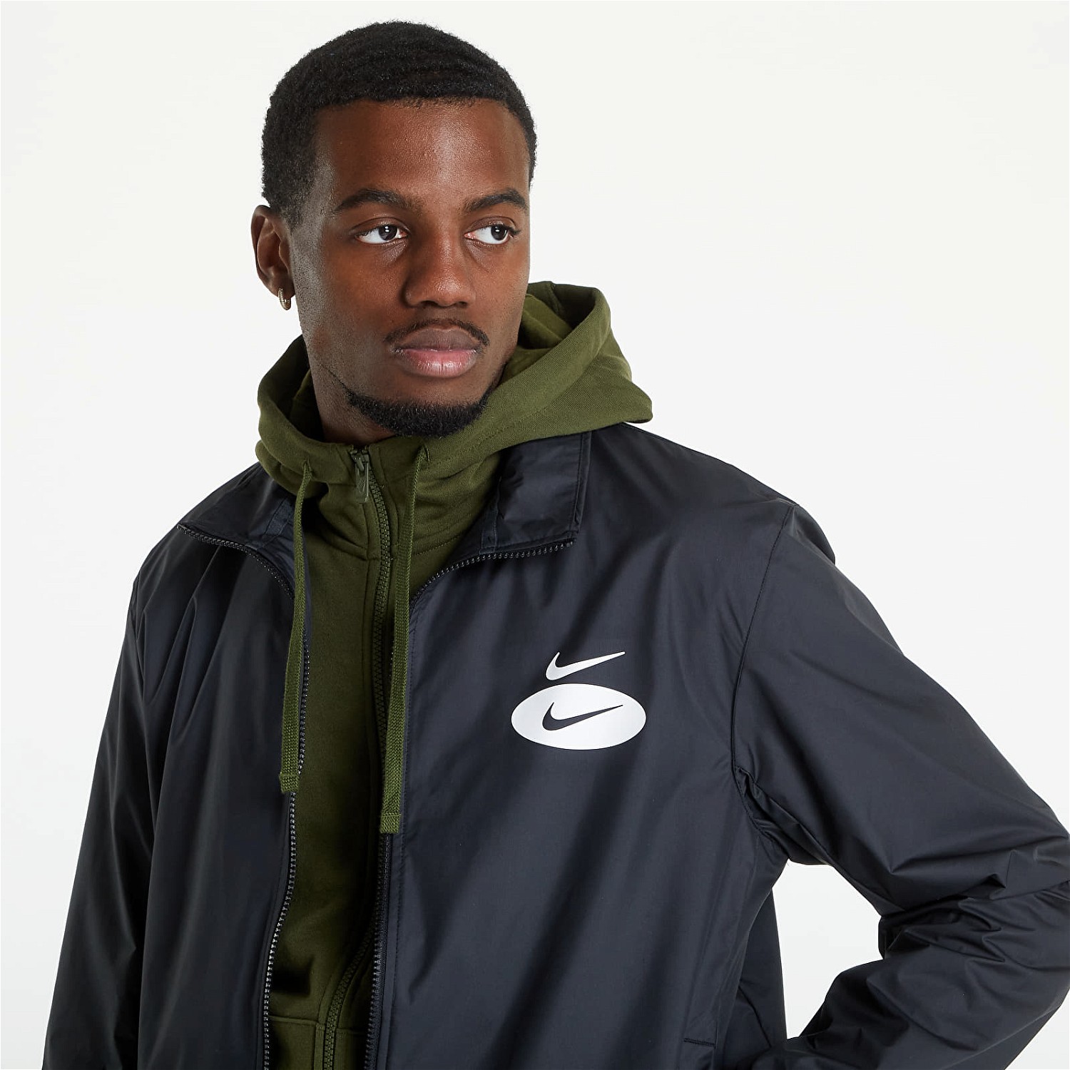 Dzsekik Nike Swoosh League Woven Lined Jacket Fekete | DM5479-010, 1
