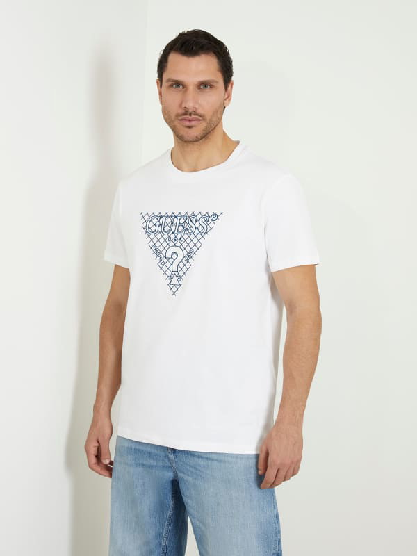 Póló GUESS Embroidered Triangle Logo Fehér | M4RI27K8FQ4