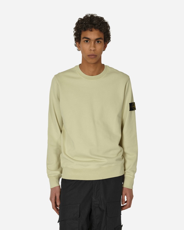 Ing Stone Island Garment Dyed Crewneck Natural Beige Zöld | 801563051 V0091