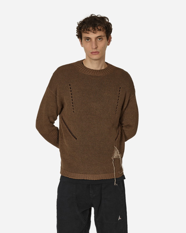 Pulóver ROA Hemp Crewneck Sweater Brown Barna | RBMW076YA01 BRW0001