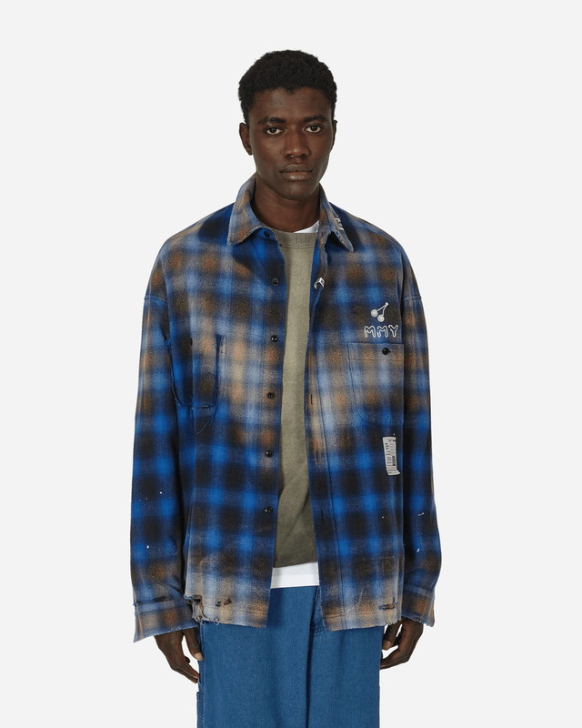 Vintage-Like Check Shirt Blue