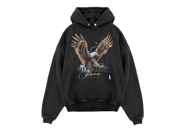 Sweatshirt Represent Clo Represent Racing Team Eagle Hoodie Vintage Black Fekete | M04223-03