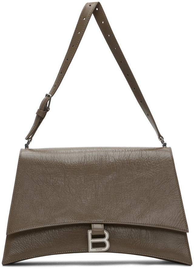 Kézitáskák Balenciaga Taupe Medium Crush Sling Bag Barna | 765466 2AAR2