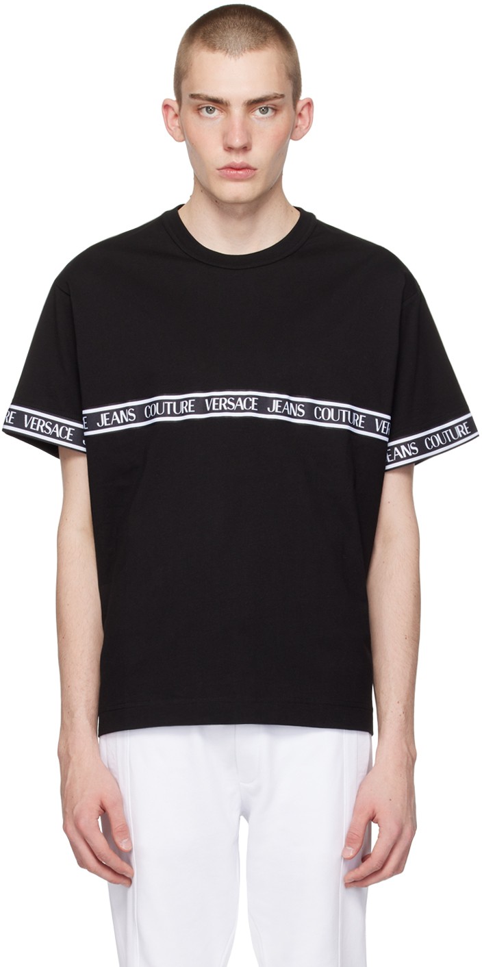 Póló Versace Jeans Couture Black Webbing T-Shirt Fekete | E76GAHC06_ECJ01C, 0