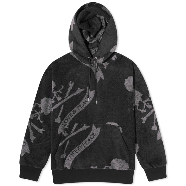 Sweatshirt Mastermind WORLD Terry Cloth All Over Skull Hoodie Fekete | MW24S12-SW001-BKC