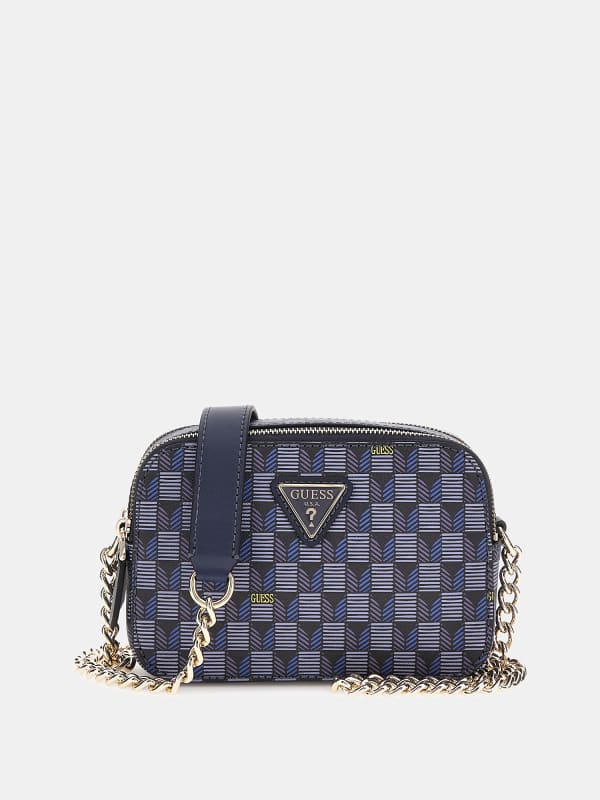 Kézitáskák GUESS Vikky Geometric Crossbody Sötétkék | HWJT9318140