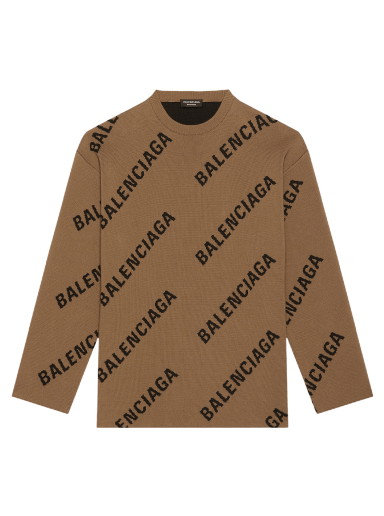 Pulóver Balenciaga Allover Logo Crewneck Barna | 657401 T3200 2900