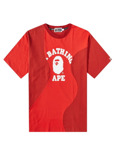 Póló BAPE Cutting College Relaxed Fit T-Shirt Red 
Piros | 001CSJ301011M-RED