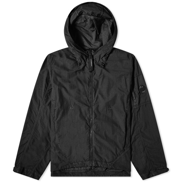 Dzsekik C.P. Company Flatt Nylon Reversible Hooded Jacket Fekete | CMOW014A-005991G-999