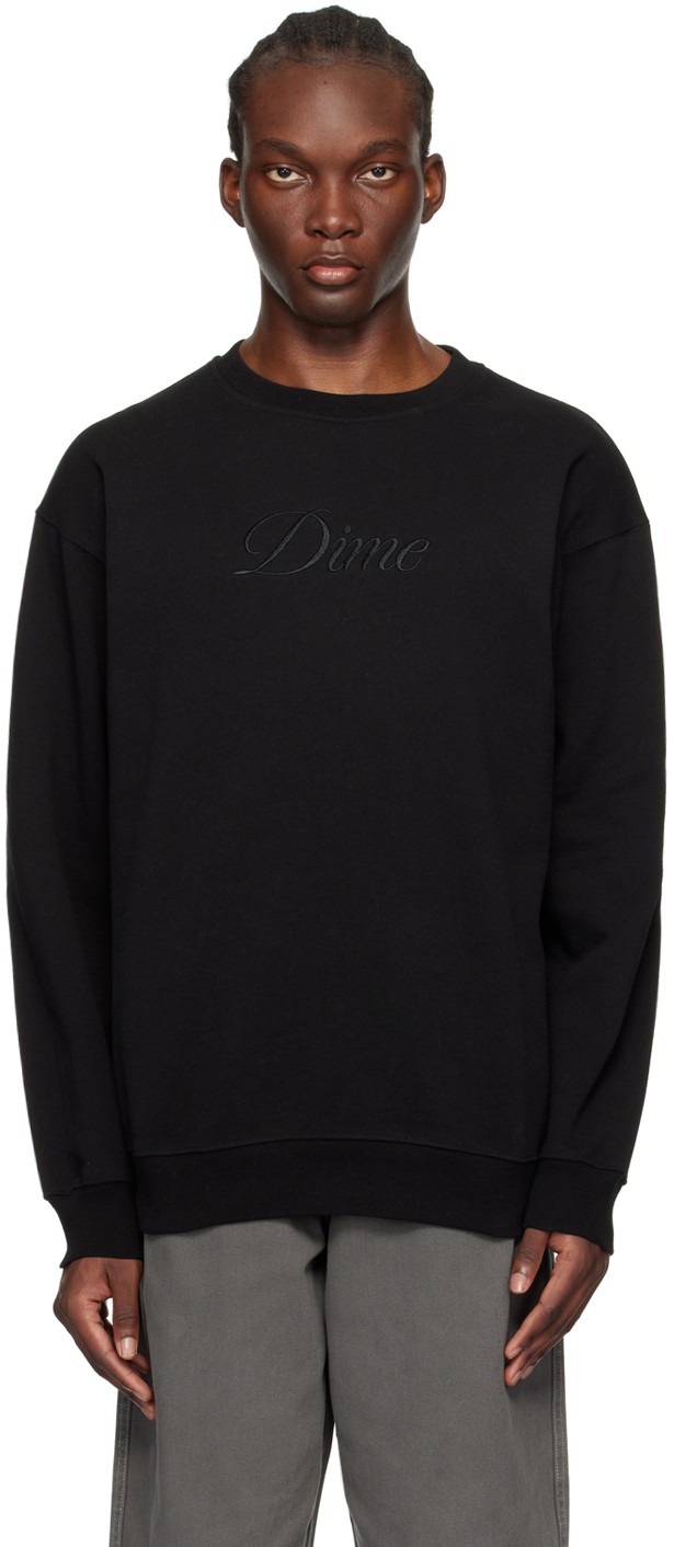 Póló Dime Black Cursive Sweatshirt Fekete | DIMESP24D213BLK, 0