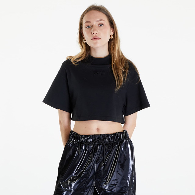 Crop topok Reebok Washed Cropped Tee Washed Black Fekete | RWAA001C99JER0021000