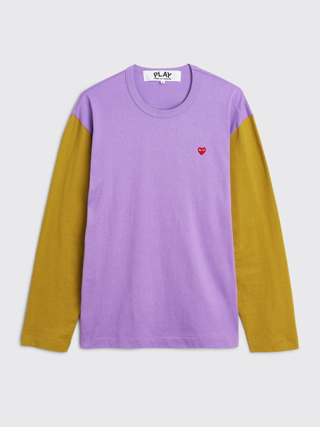 Póló Comme des Garçons Play Mini Heart LS T-shirt Purple / Olive Orgona | P1T316-4