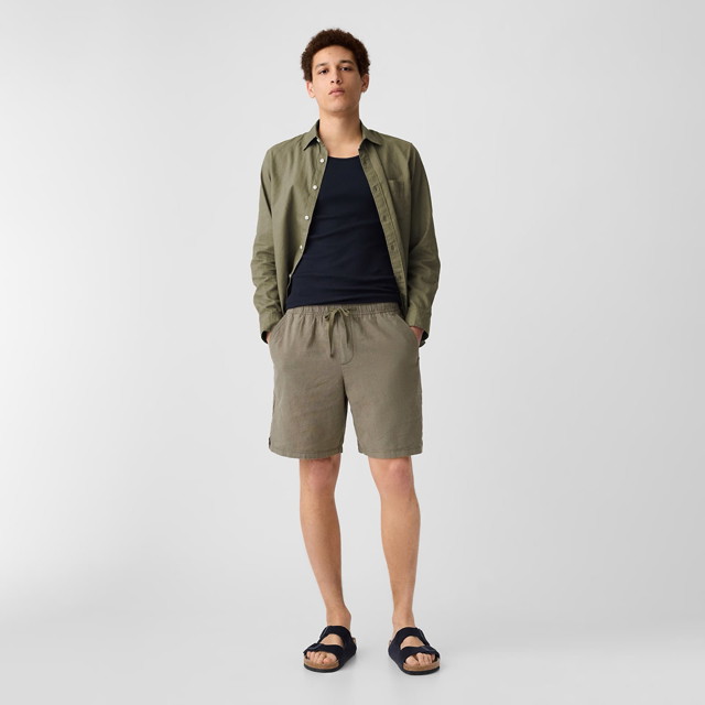 Rövidnadrág GAP 8 Inch Linen Cotton Easy Shorts Olive Zöld | 866195-09