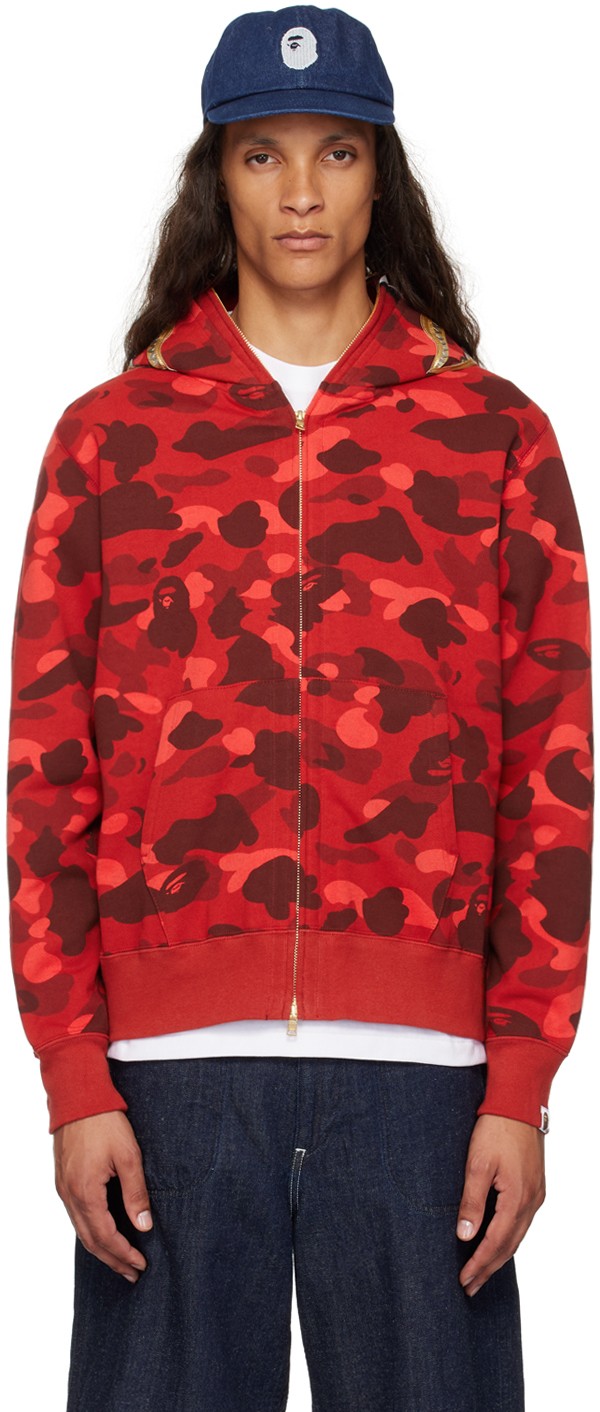 Sweatshirt BAPE BAPE Red Color Camo Double Shark Full Zip Hoodie 
Piros | 001ZPK301001M