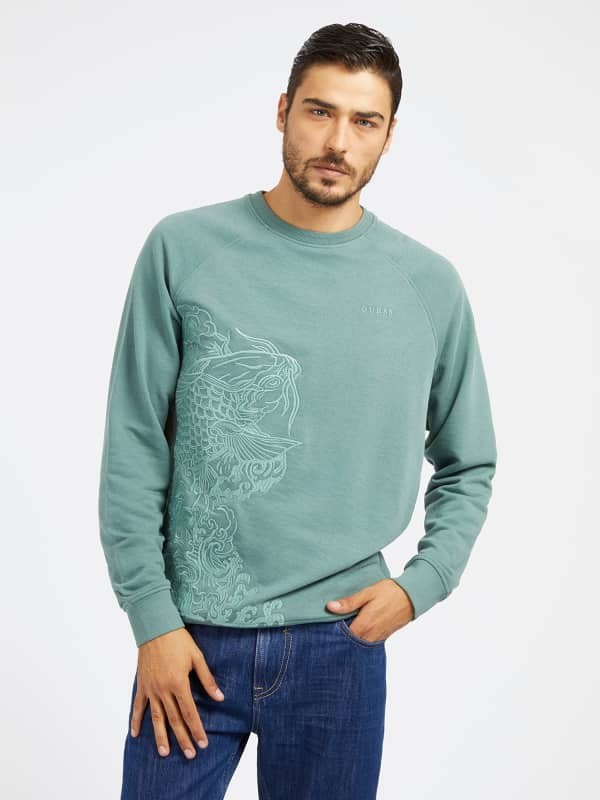 Sweatshirt GUESS Embroidered Sweatshirt Zöld | M4RQ13KBK32, 0
