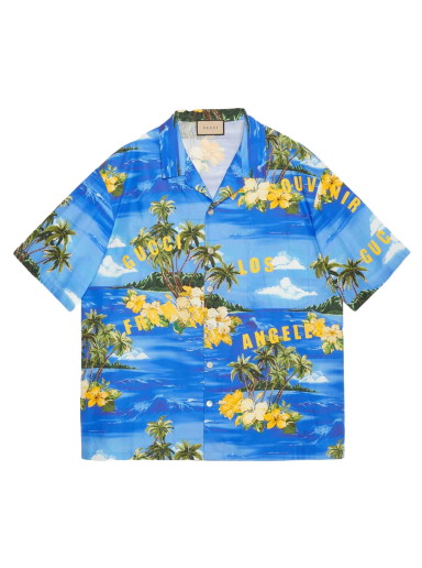 Ing Gucci Printed Cotton Bowling Shirt Kék | 694125 ZAJSR 4464