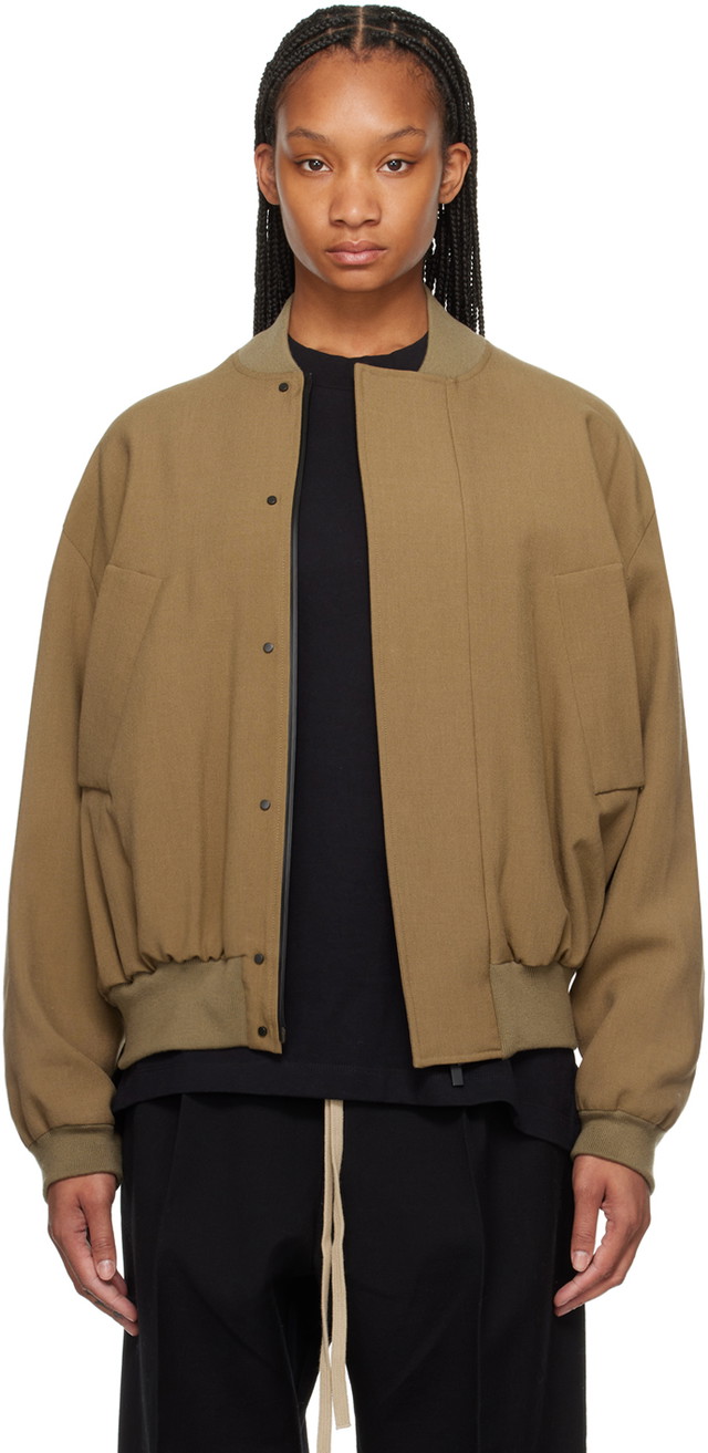 Bomber dzsekik Fear of God Brown Stand Collar Bomber Jacket Barna | FG830-3132WOL