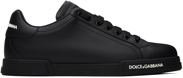 Sneakerek és cipők Dolce & Gabbana Black Portofino Sneakers Fekete | CS2213AA335