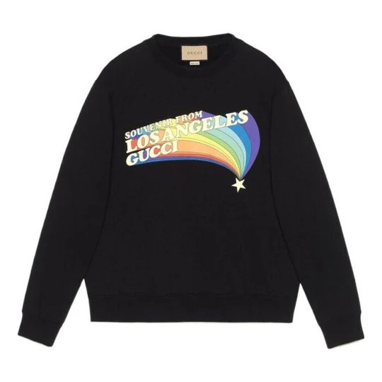 Sweatshirt Gucci Souvenir From Los Angeles Sweatshirt Black Fekete | 626990 XJEIN 1082