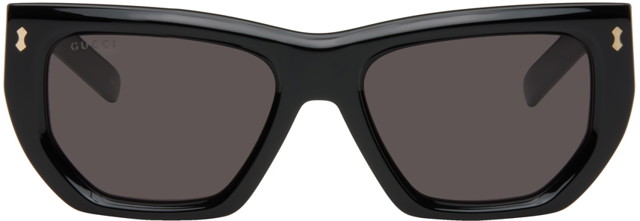 Gucci Black Rivetto Geometrical Acetate Sunglasses