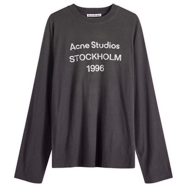 Póló Acne Studios Edden 1996 Logo Long Sleeve T-Shirt Fekete | CL0197-BM0