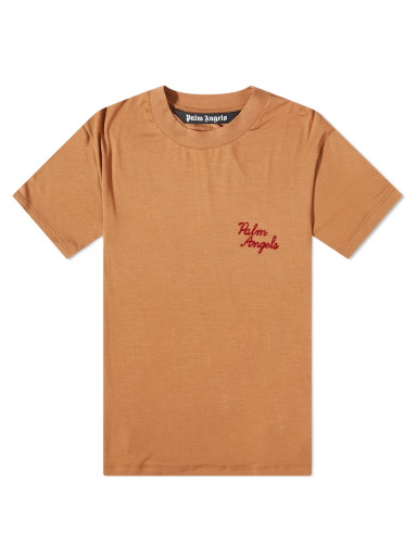 Póló Palm Angels Embroidered Logo Tee Barna | PMAA075F22FAB0011728