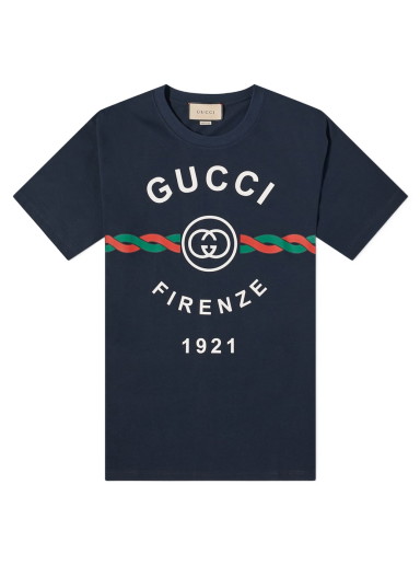 Póló Gucci Firenze Print Tee Sötétkék | 616036-XJD7T-4795