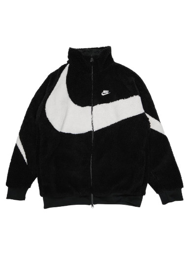 Dzsekik Nike Big Swoosh Reversible Boa Jacket Black White Fekete | BQ6546-011
