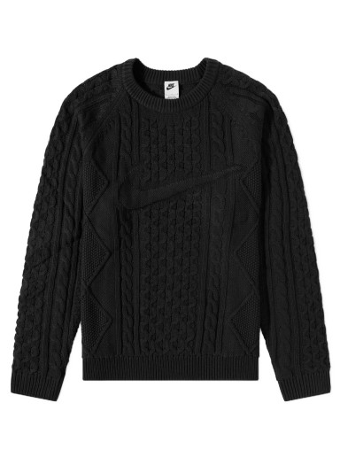 Pulóver Nike Life Cable Knit Sweater Fekete | DQ5176-010