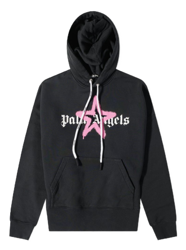 Sweatshirt Palm Angels Star Sprayed Logo Popover Hoody Fekete | PMBB058C99FLE0071030