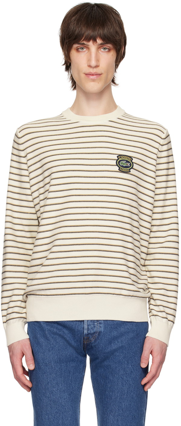 Pulóver Lacoste Striped Sweater Bézs | AH7653_ITY