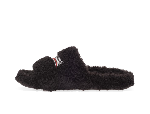 Sneakerek és cipők Balenciaga Furry Slide Black White W Fekete | 654261W2DO11096