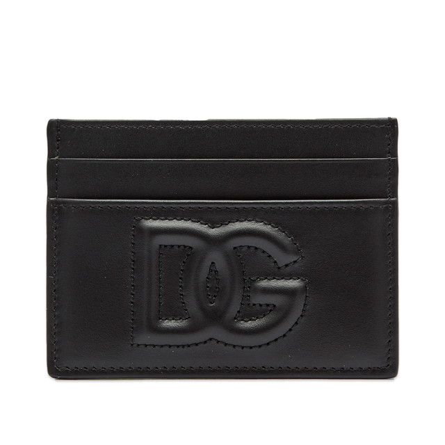 Logo Leather Card Holder Nero