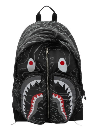 Hátizsákok BAPE Layered Line Camo Shark Day Pack Fekete | 001BAJ801002M-BLK