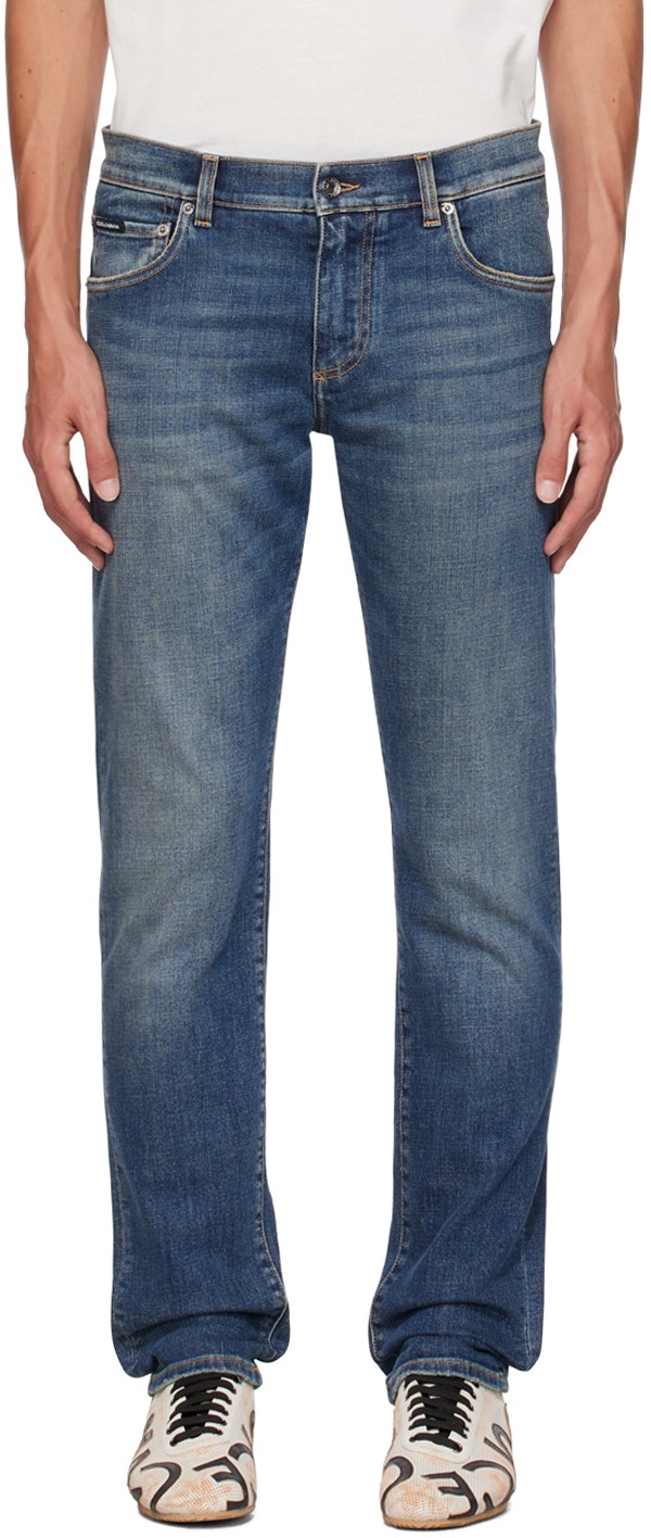 Farmer Dolce & Gabbana Black Slim-Fit Jeans Sötétkék | GY07CDG8GW9