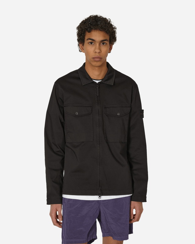 Ing Stone Island Garment Dyed Overshirt Black Fekete | 801510812 V0029