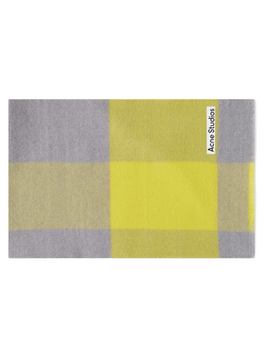 Sálak és kendők Acne Studios Varity Check Scarf Acid Yellow/Carbon Grey Sárga | CA0247-DEM