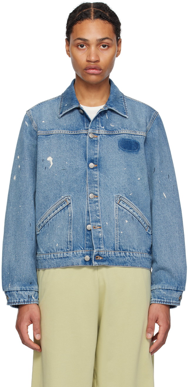 Dzsekik Maison Margiela MM6 Paint Splatter Denim Jacket Kék | SH0AM0006 S30589